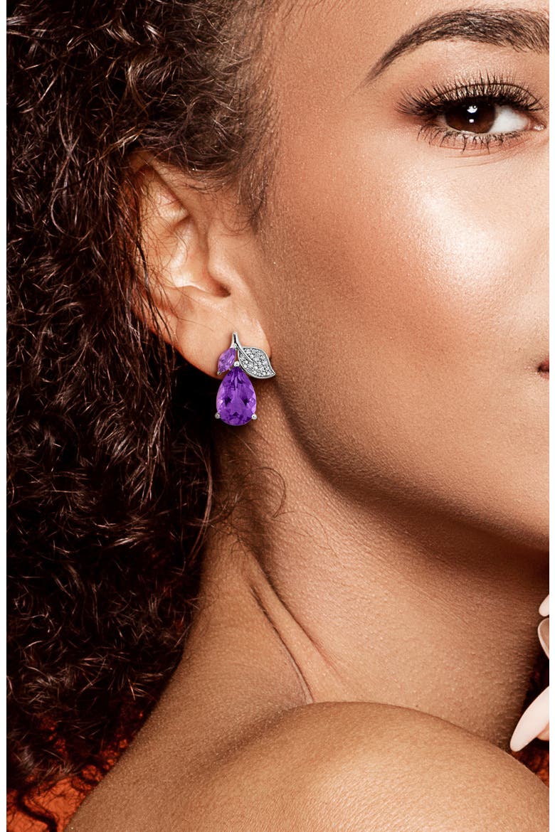 Rose de France & Amethyst Stud Earrings, Alternate, color, PURPLE