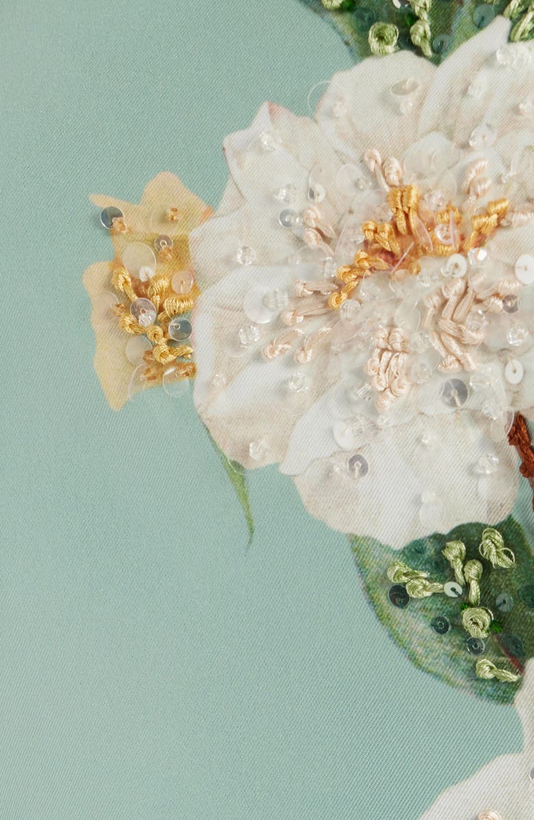 Sachin & Babi Sophia Floral Bead Embellished Mikado Strapless Gown, Alternate, color, Celadon Floral