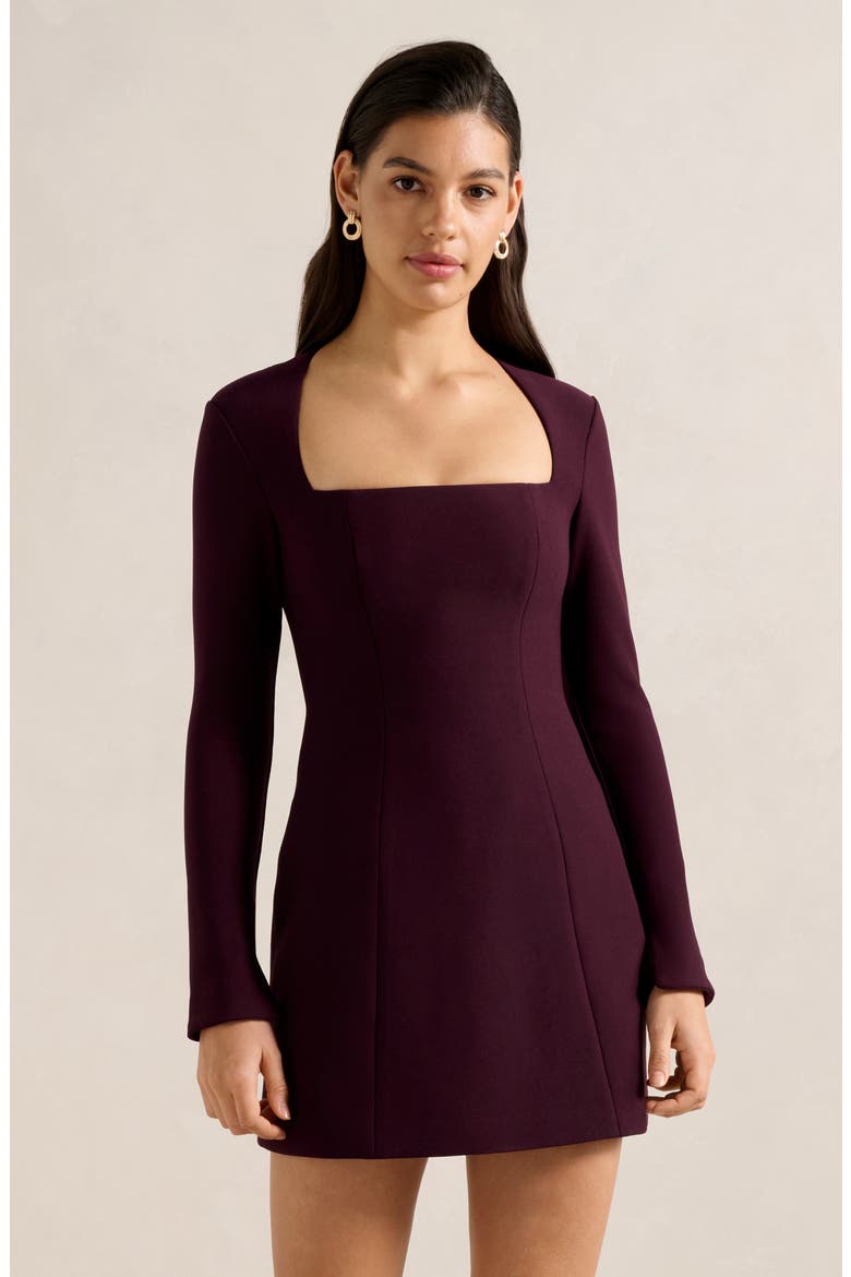 Ruby Long Sleeve Minidress, Alternate, color, BURGUNDY