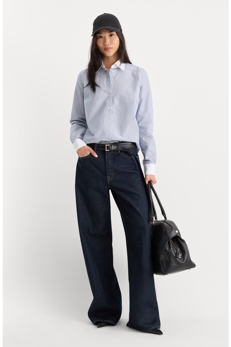 The Oxford Contrast Striped Shirt, Alternate, color, SLATE BLUE STRIPE