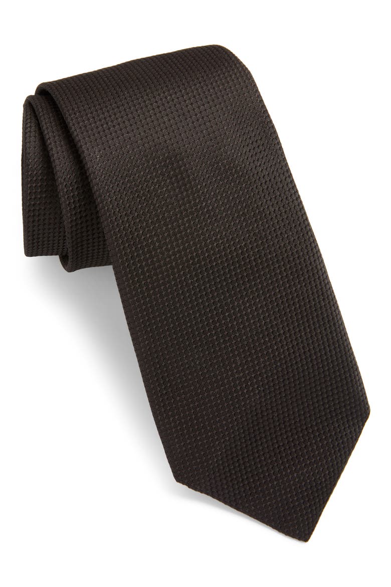 Solid Silk Tie, Main, color, BLACK