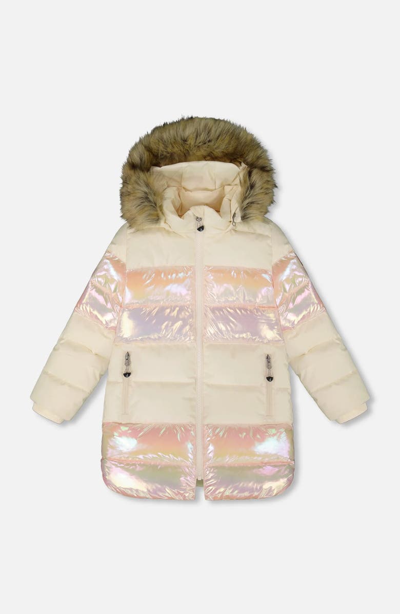 Deux par Deux Long Metallic Puffy Winter Coat, Main, color, 