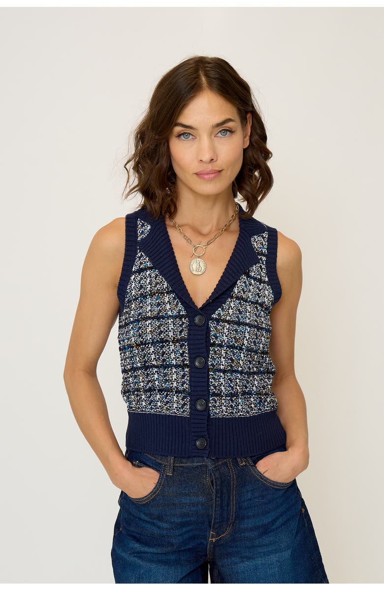 Central Park West Women's Dylan Sleeveless Vest, Main, color, Navy Multi
