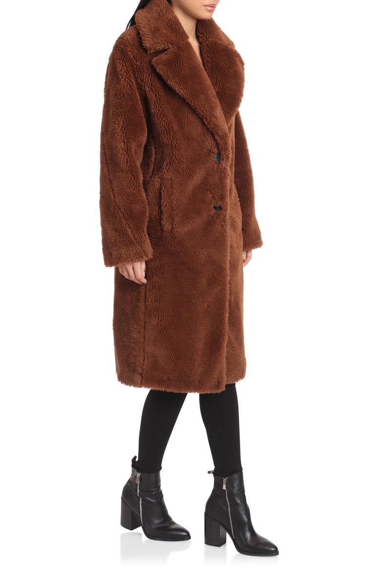 Teddy Faux Fur Coat, Alternate, color, CHOCOLATE