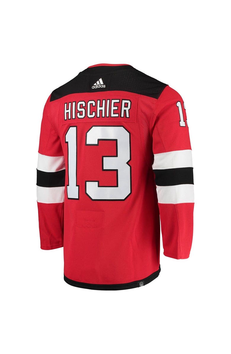 adidas Men's adidas Nico Hischier Red New Jersey Devils Home Primegreen Authentic Player Jersey, Alternate, color, 