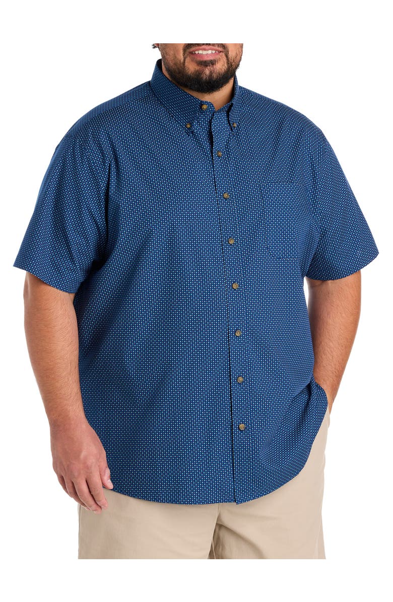 Harbor Bay by DXL Big & Tall Easy-Care Micro Print Sport Shirt V2, Main, color, Blue
