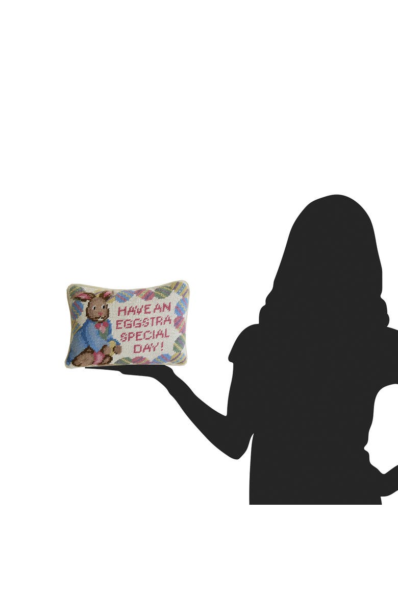 C&F Home "Have An Eggstra Special Day" Easter Bunny Vintage Needlepoint Mini Accent Pillow 6.5" x 9", Alternate, color, Pink