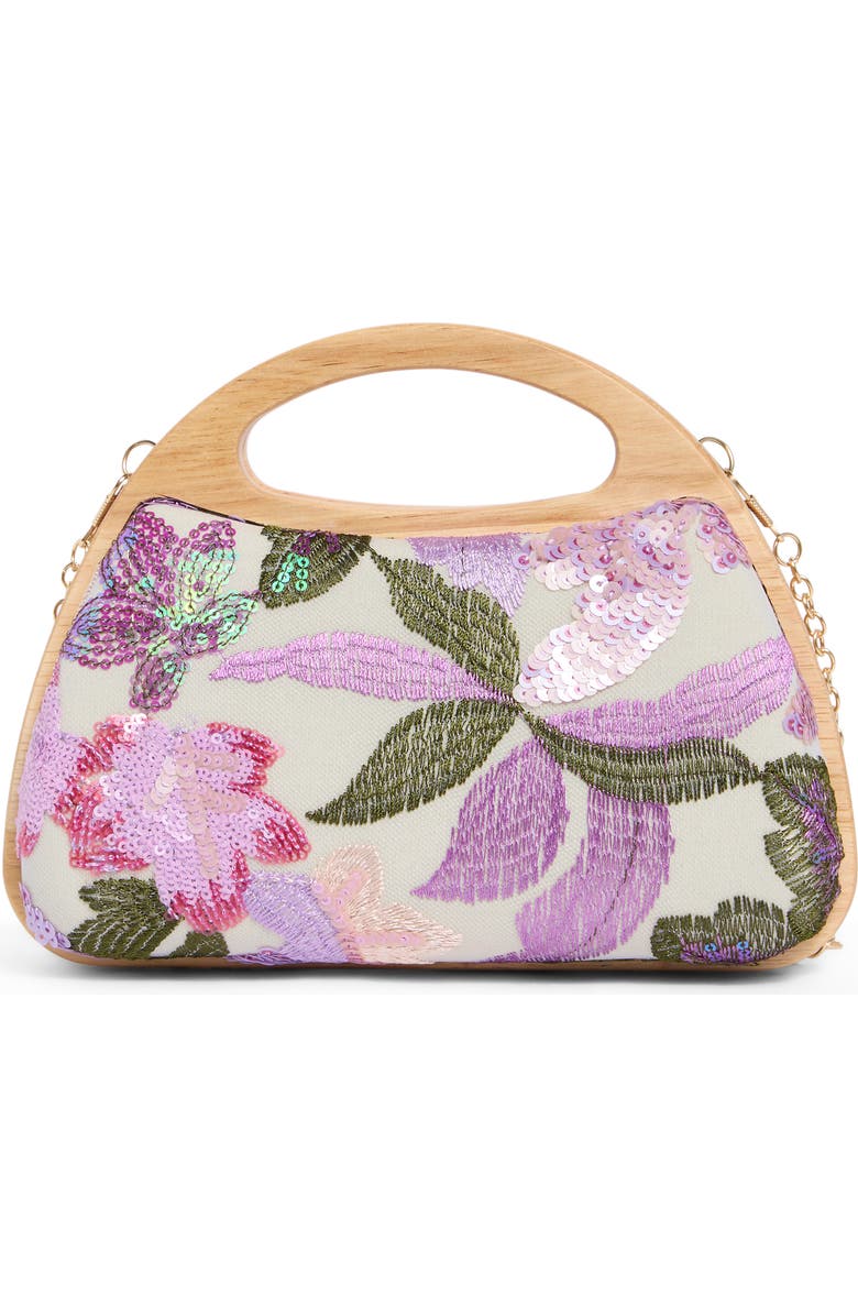 Jessica McClintock Sherrita Sequin Flower Embroidered Clutch, Main, color, Iris