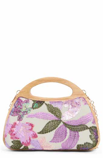 Jessica McClintock Sherrita Sequin Flower Embroidered Clutch