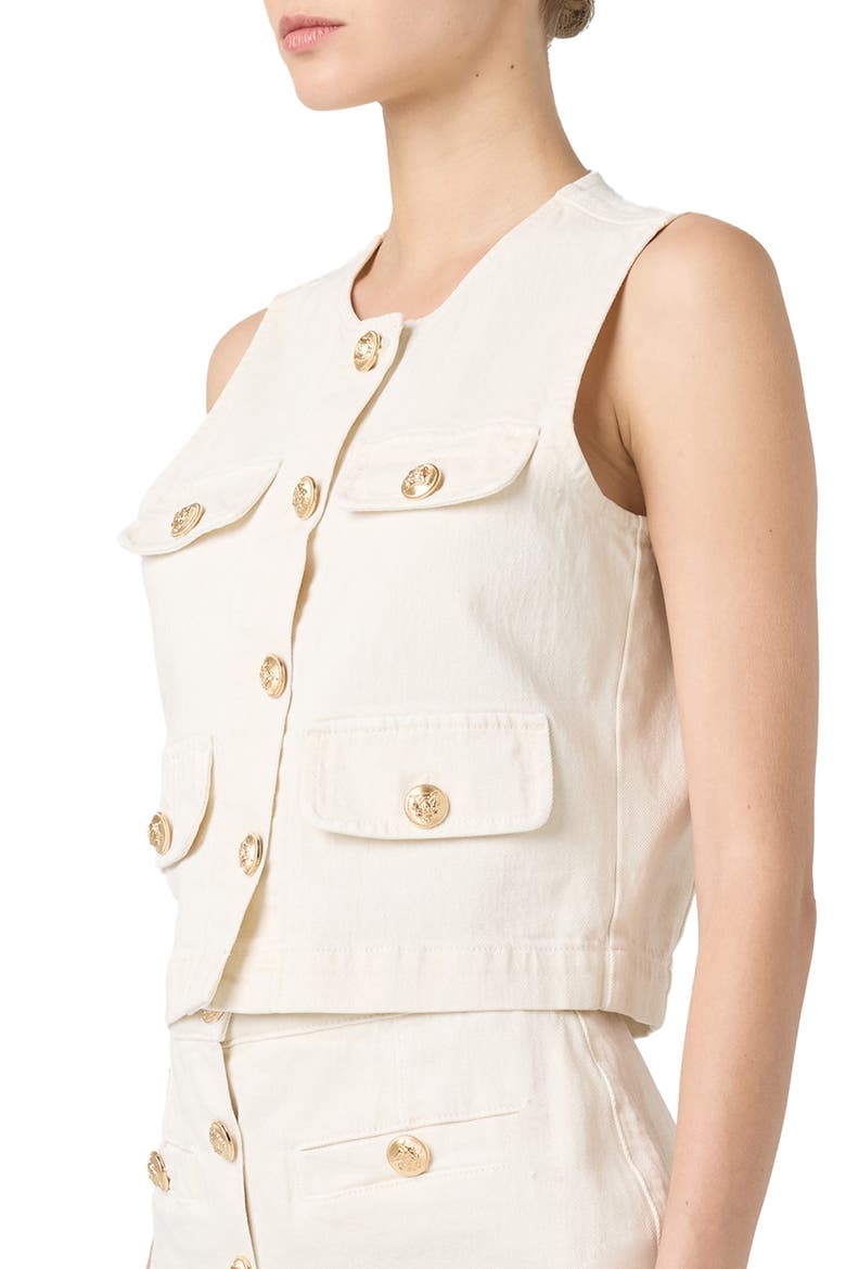 Button-Up Denim Vest, Alternate, color, SUGAR COATED