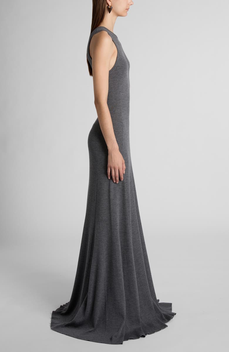 McQueen Sleeveless Wool Rib Gown, Alternate, color, Grey Melange
