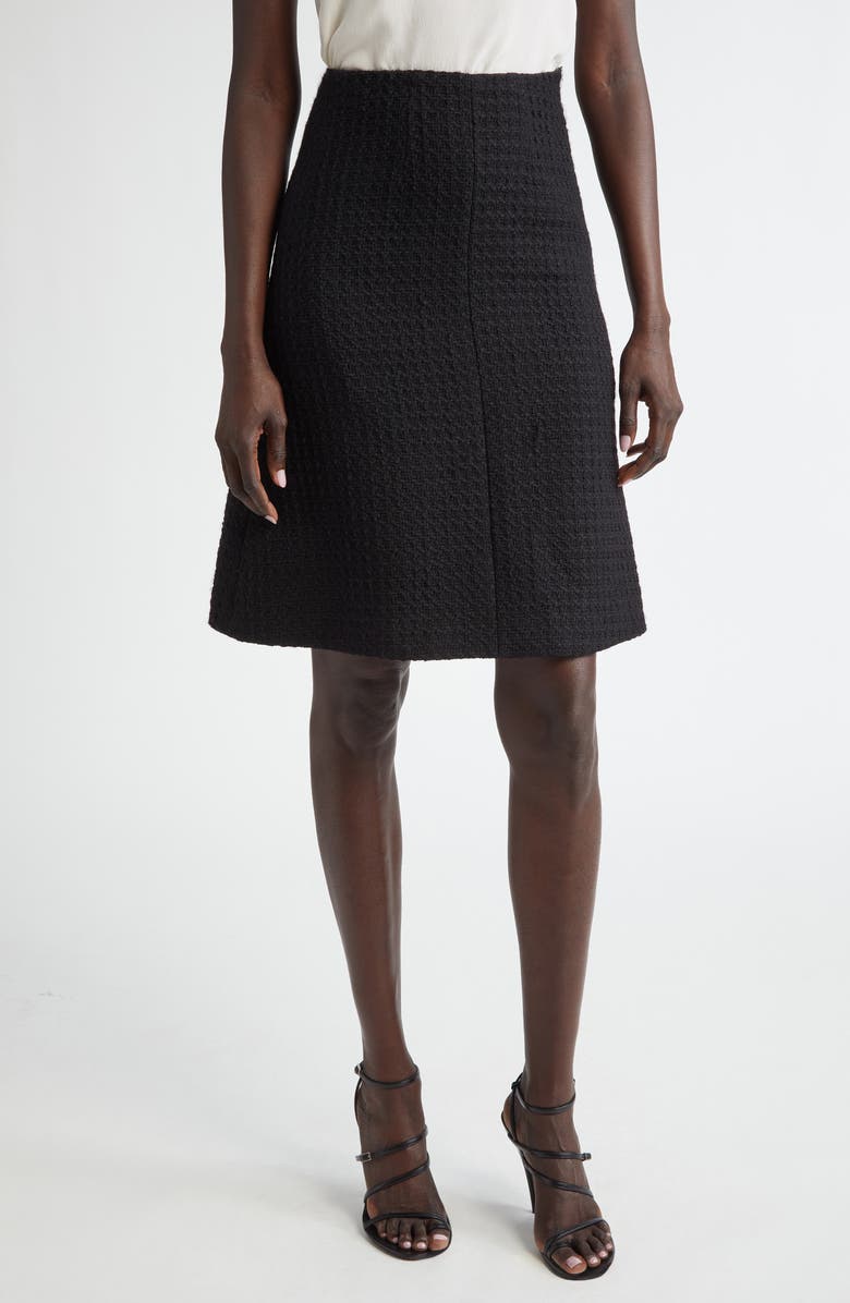 Oscar de la Renta Wool Tweed A-Line Skirt, Main, color, Black