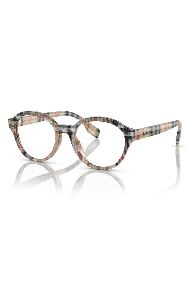 Burberry 48mm Phantos Optical Glasses, Alternate, color, Vintage Check / Demo Lens