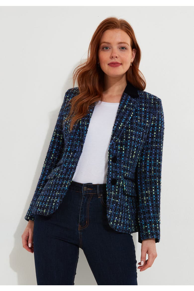 Single Breasted Tweed Blazer, Main, color, NAVY TWEED