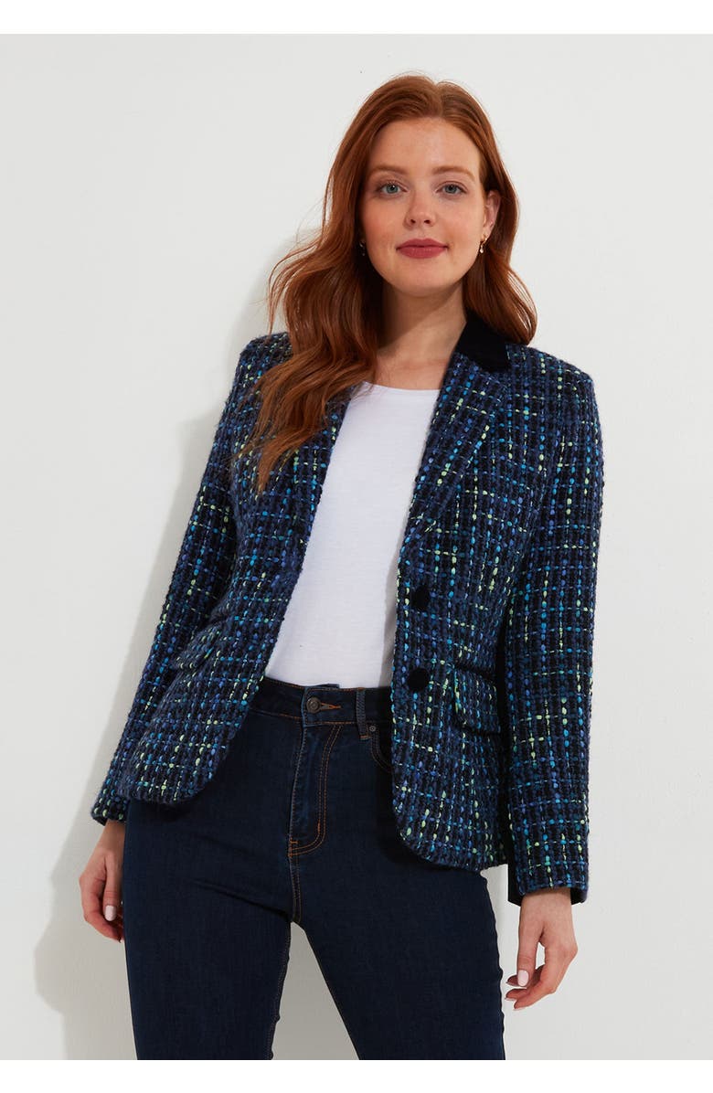 Joe Browns Single Breasted Tweed Blazer, Alternate, color, Navy Tweed