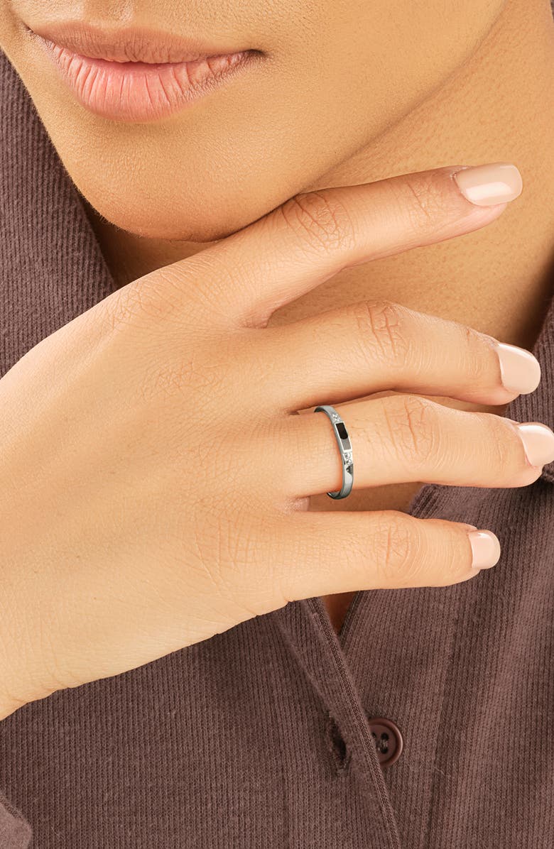 Sterling Forever Sterling Silver Enamel Adjustable Band Ring, Alternate, color, Silver