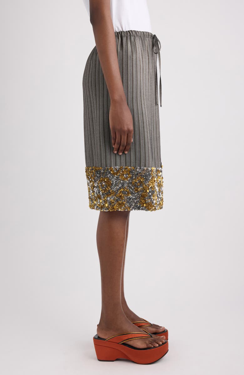 Dries Van Noten Scotts Pinstripe Sequin Skirt, Alternate, color, Grey