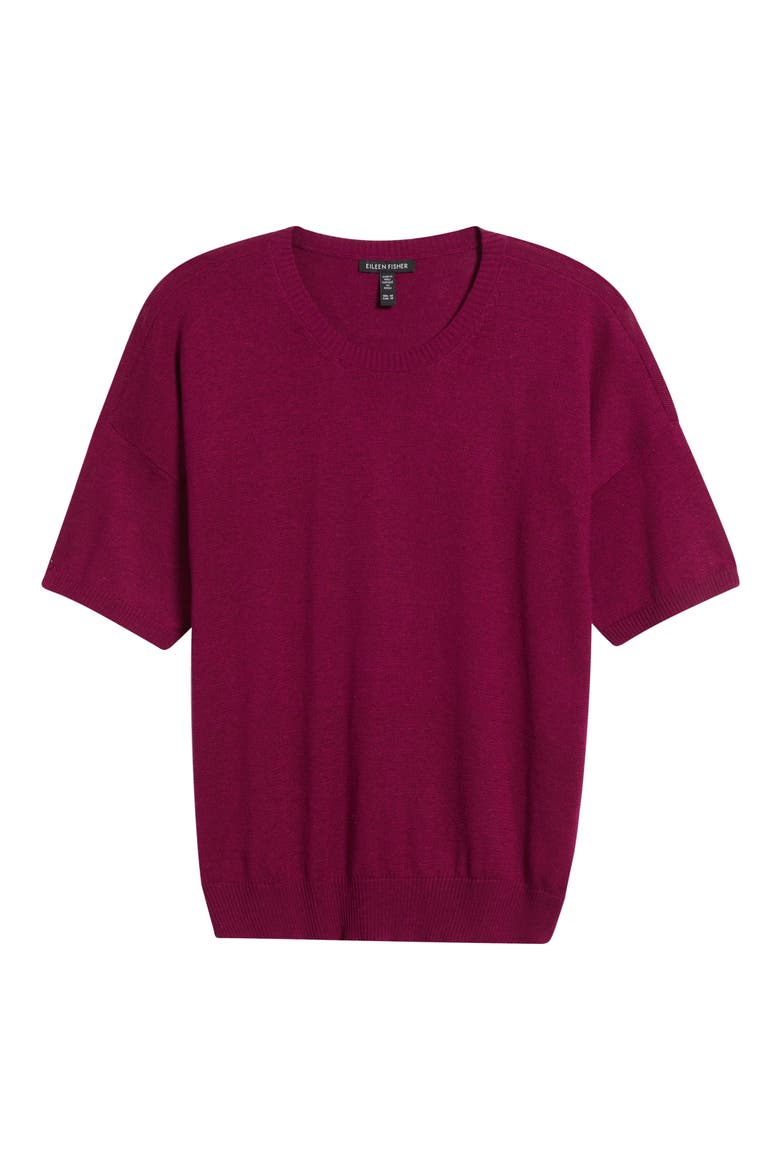 Short Sleeve Organic Cotton Blend Sweater, Alternate, color, SANGRIA