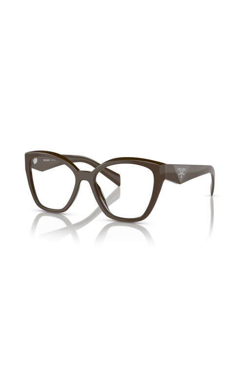 Prada 52mm Irregular Optical Glasses In Brown