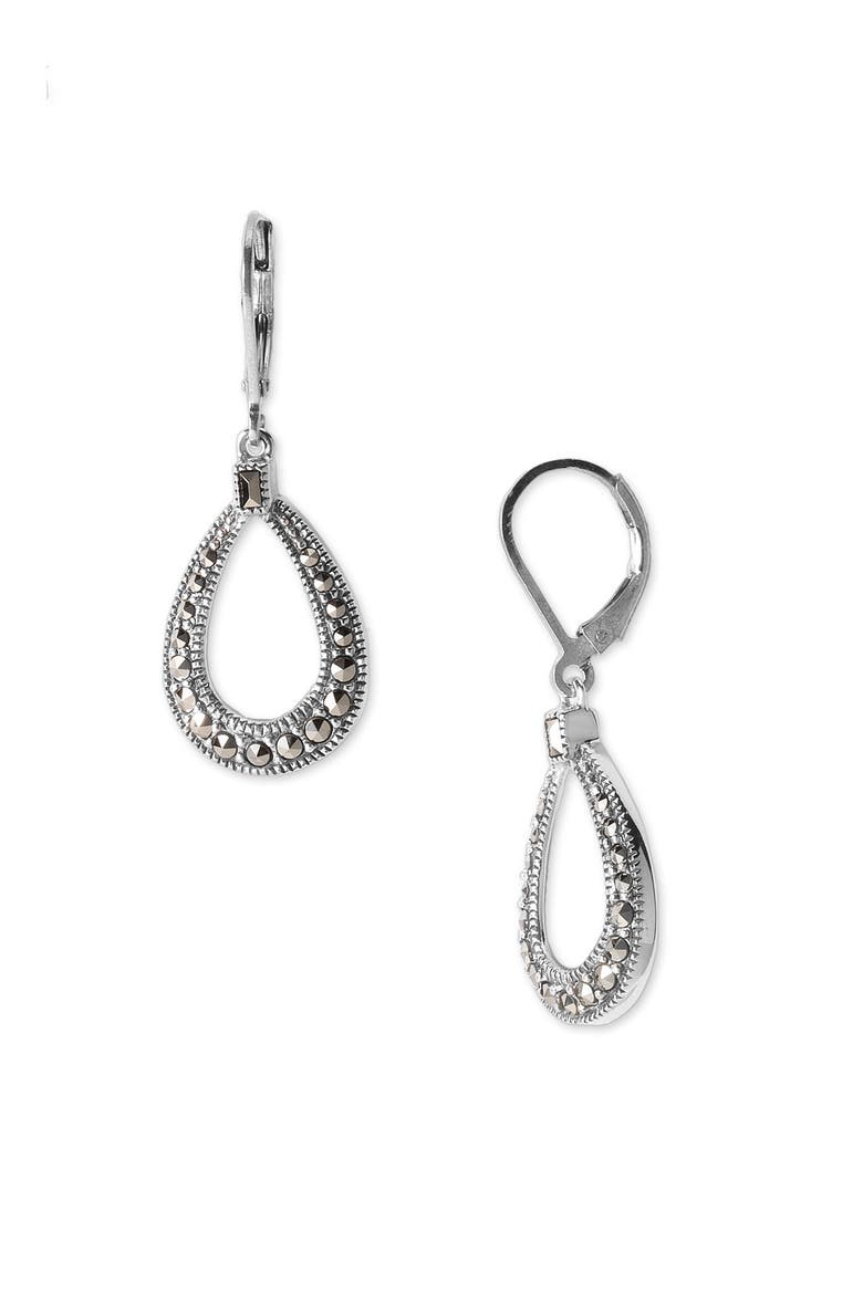 Marcasite Teardrop Earrings, Main, color, MARCASITE / STERLING SILVER