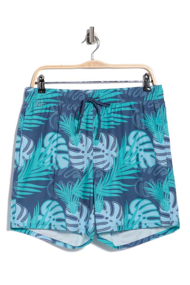 Palm Swim Trunks, Alternate, color, BERING SEA/ SKY BLUE/