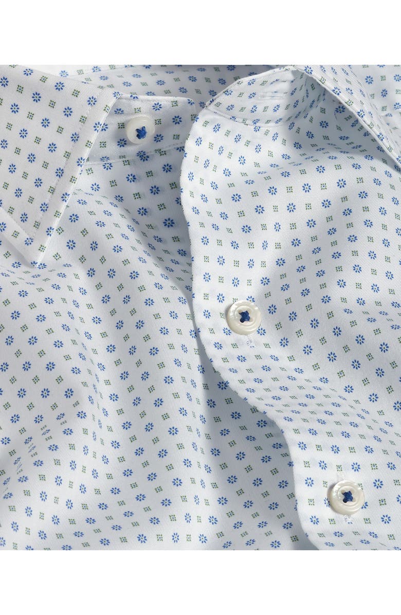 David Donahue Cotton Short Sleeve Sport Shirt, Alternate, color, White/ Blue