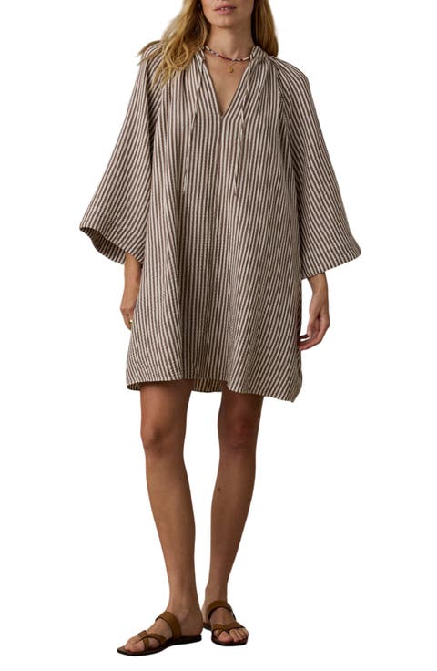 Dune Long Sleeve Organic Cotton Gauze Minidress