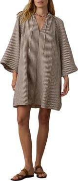 Faherty Dune Long Sleeve Organic Cotton Gauze Minidress