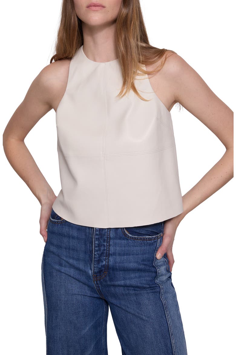 Nora Faux Leather High Neck Top, Main, color, CHALK