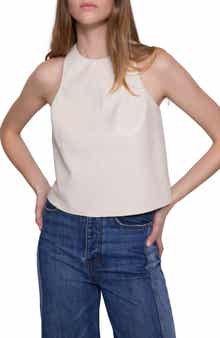 Nora Faux Leather High Neck Top