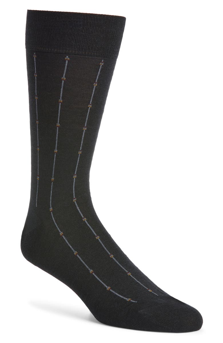 Pantherella Botolph Vertical Mini Box Stripe Wool Blend Dress Socks, Main, color, Black