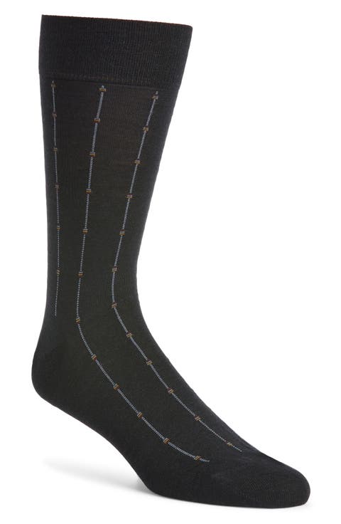 Botolph Vertical Mini Box Stripe Wool Blend Dress Socks
