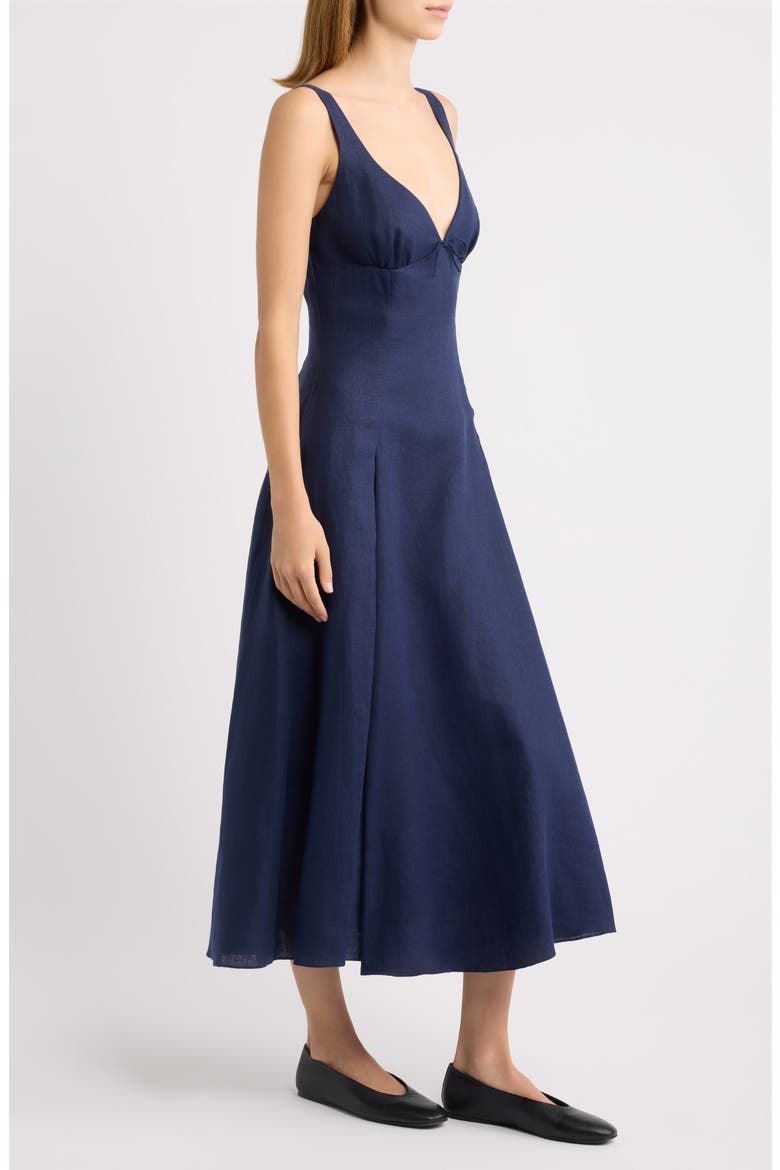 Adalee Linen Midi Dress, Alternate, color, NAVY
