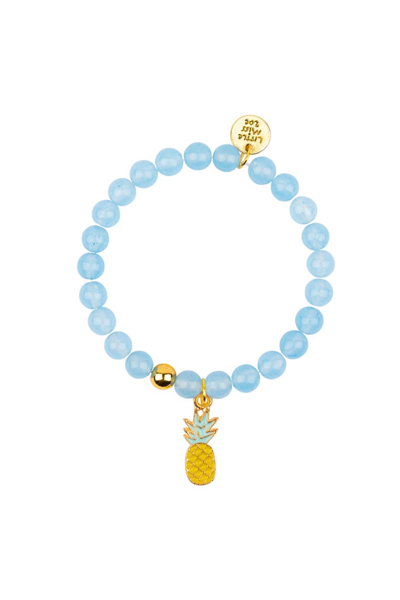 Pineapple Gemstone and Delicate Gold Bracelet Set, Alternate, color, Blue