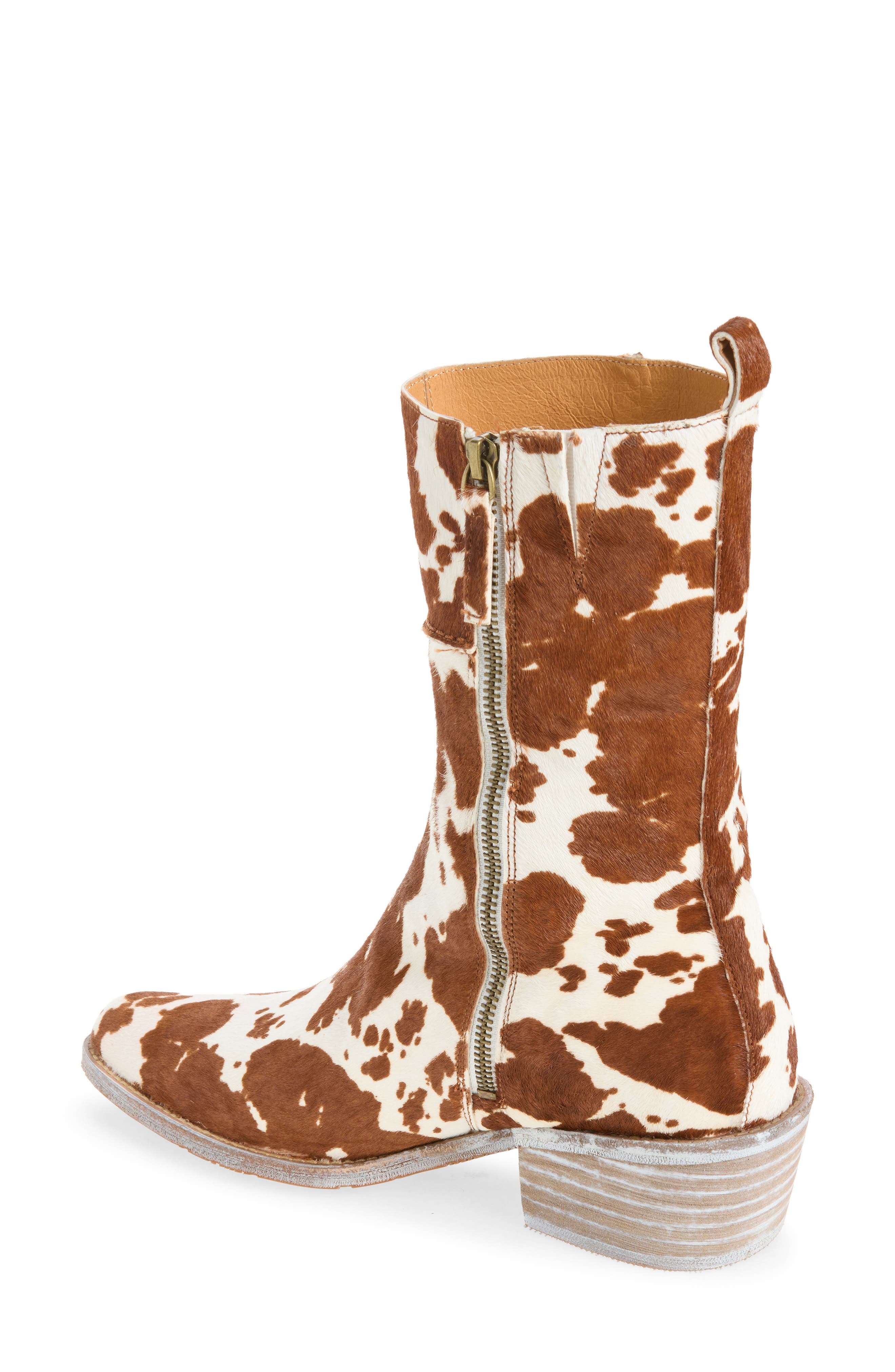 Kelcy Leather Boot, Alternate, color, WHITE BROWN CALF HAIR