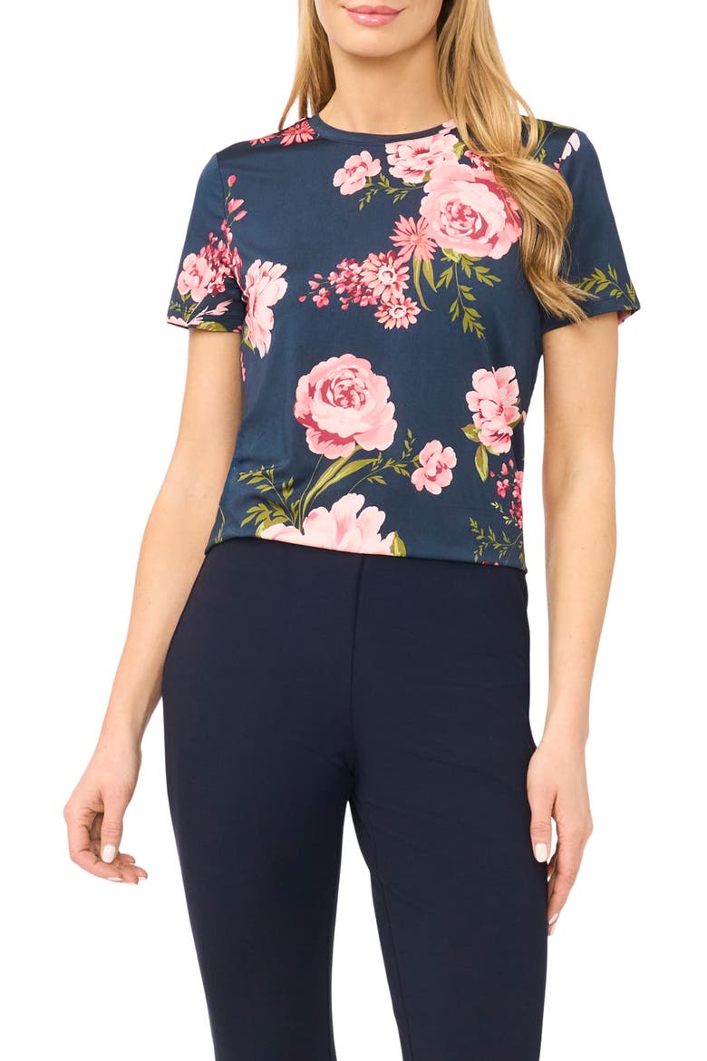 Eva Floral T-Shirt, Main, color, INDIGO NIGHT