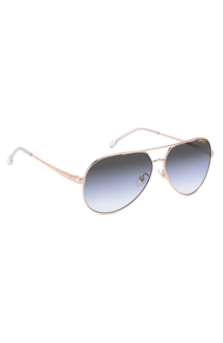 Carrera Eyewear 63mm Polarized Oversize Aviator Sunglasses, Alternate, color, Gold Blue/ Grey Shaded Blue