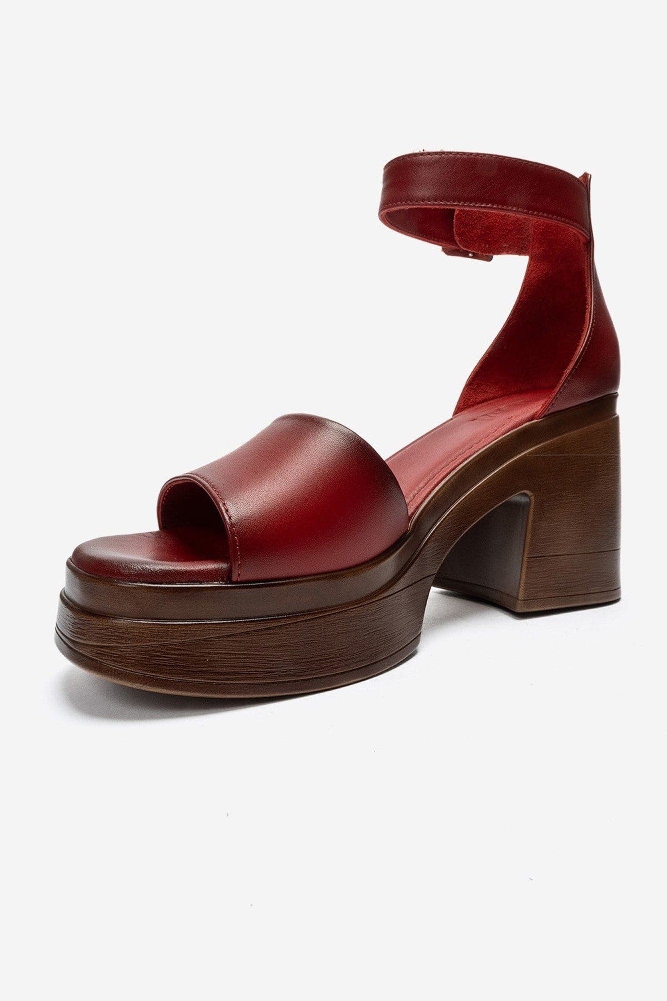 Margot Leather Platform Sandal, Alternate, color, Red Leather