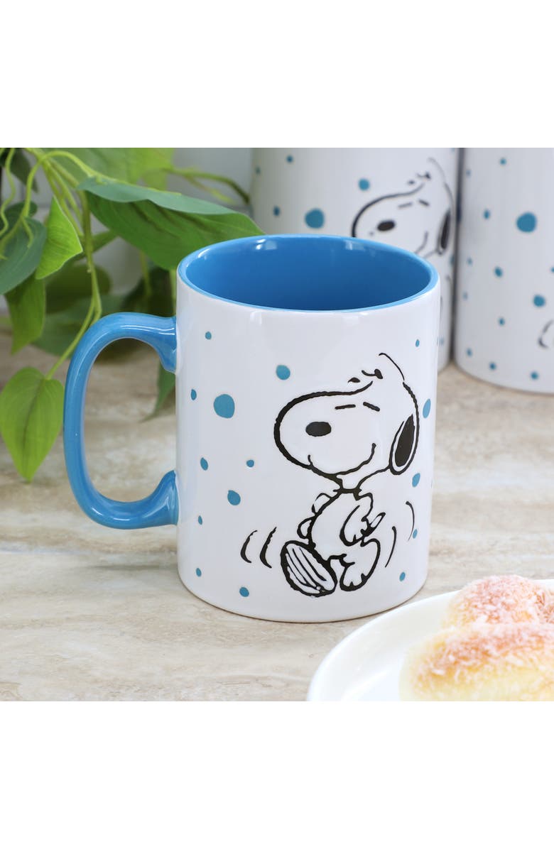 Gibson Freckled Joy Snoopy 17 Ounce Stoneware Mug Set, Alternate, color, Blue