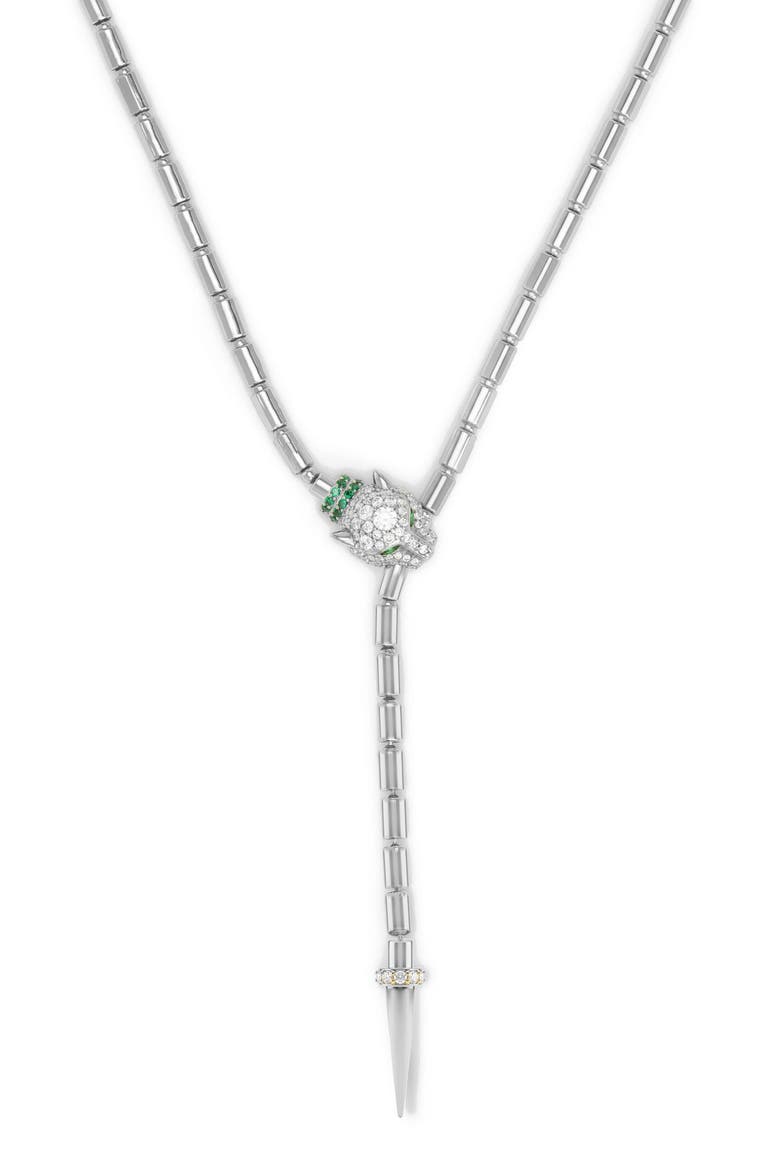 Jaguar Bolo Lariat Necklace, Alternate, color, SILVER-WHITE