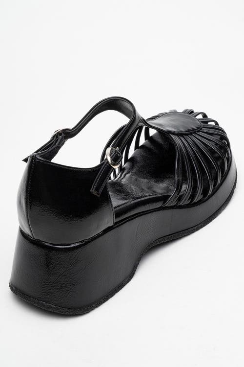 Prologue Shoes Aniel Platform Wedge Sandal In Black