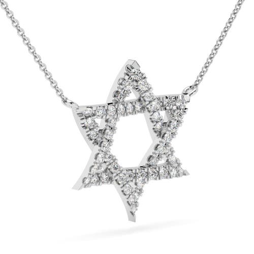 Bliss Diamond 1ct Tw Diamond Jewish Star Pendant 14k Gold Lab Grown Necklace 1" Tall In 14k White Gold