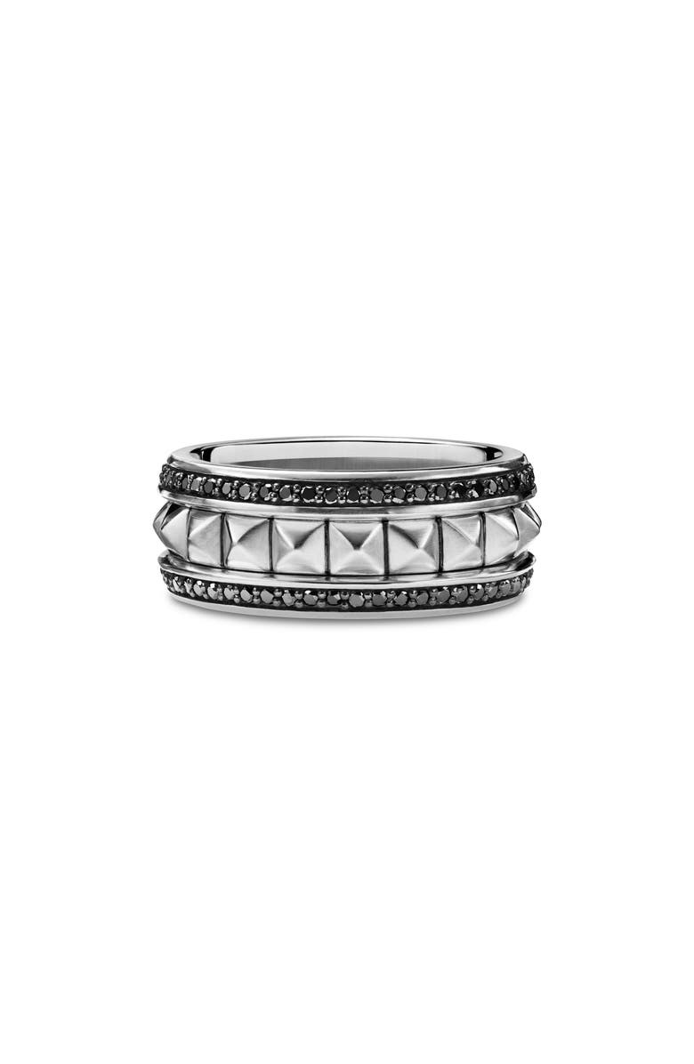 David Yurman Pyramid Band Ring with Pavé Black Diamonds, Main, color,