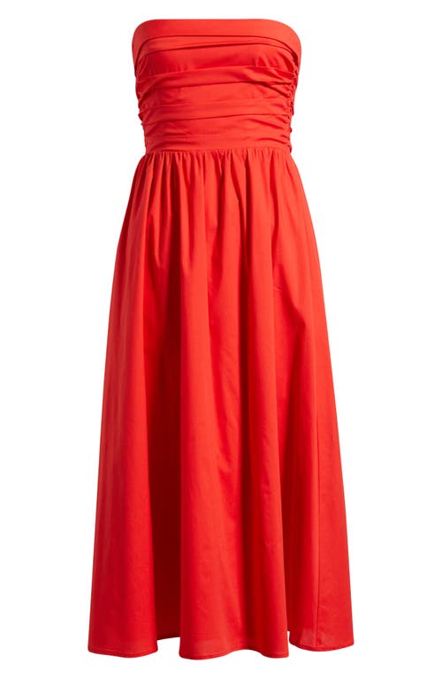 Wayf Sammie Pleat Strapless Stretch Cotton Sundress