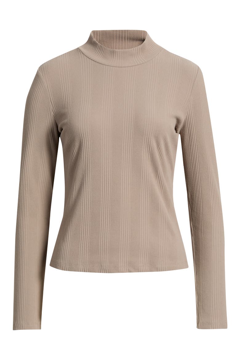 Mock Neck Long Sleeve Shirt, Alternate, color, MUSHROOM