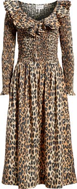 Damson Madder Harper Smocked Long Sleeve Midi Dress