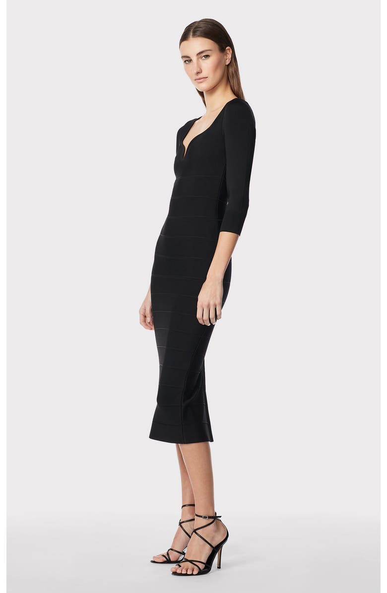 Herve Leger Icon Sweetheart Midi Dress, Alternate, color, Black