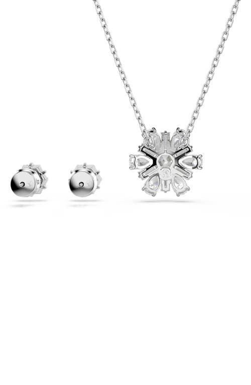 Swarovski Mixed Cuts Snowflake White Rhodium Plated Idyllia Sets In Silver