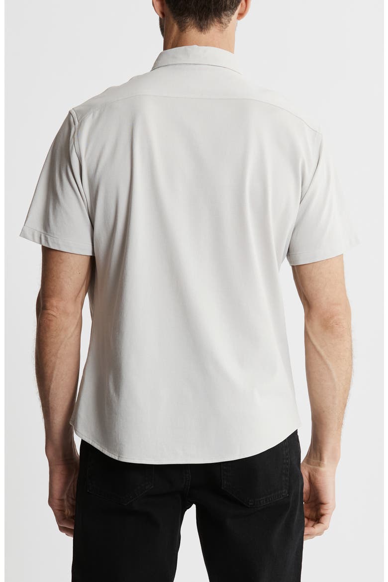 Short Sleeve Stretch Oxford Button-Up Shirt, Alternate, color, SILVER