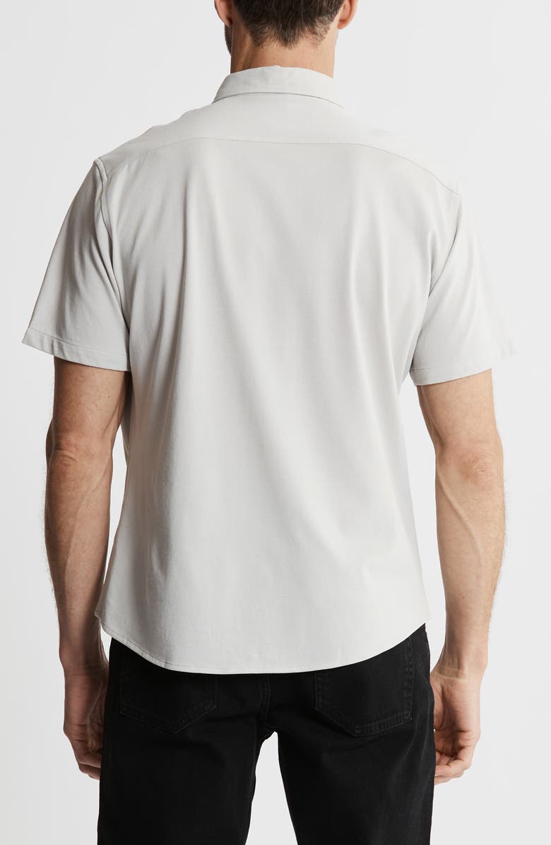 JACHS Short Sleeve Stretch Oxford Button-Up Shirt, Alternate, color, Silver